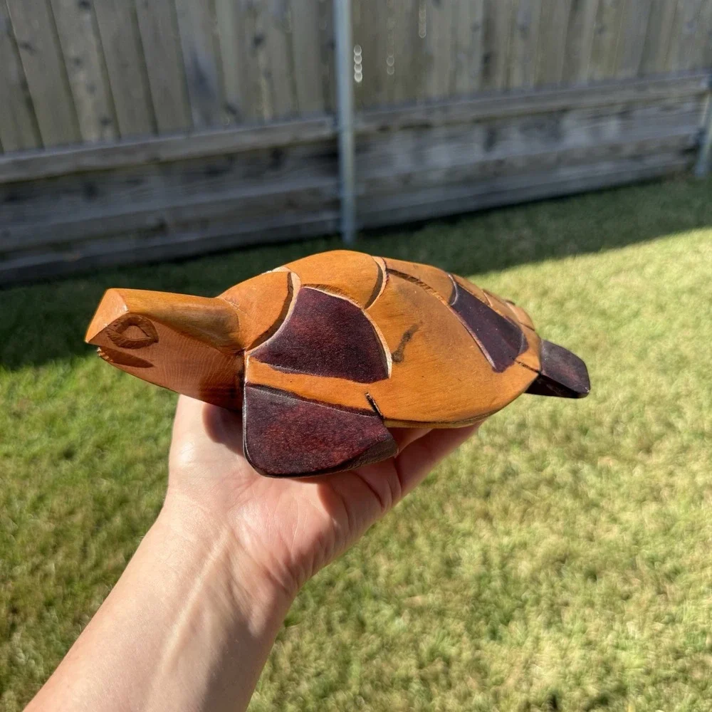 Carved Ironwood Sea Turtle Dark Wood Handmade Figurine Beach Decor